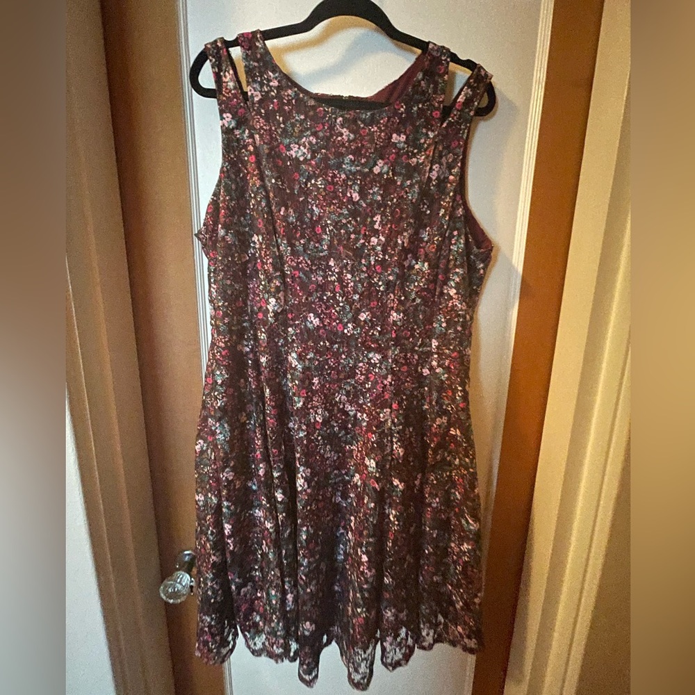 Beautiful Aubergine Lace Fit and Flare Dress